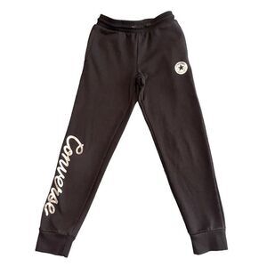 Converse Pants Joggers Girls Youth 12/13 Sweats Black Silver Metallic Graphics
